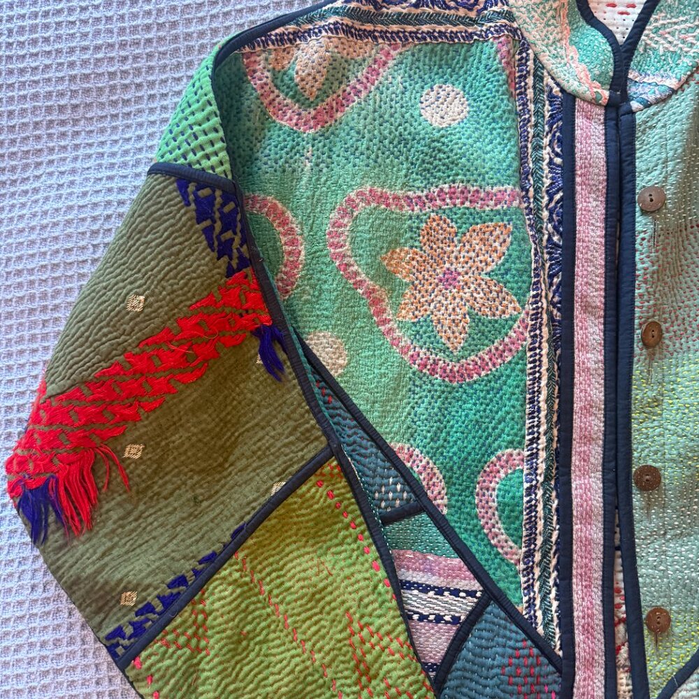 Namai Ladhiya Quilted Patchwork Kantha Jacket - Picture 4 of 10